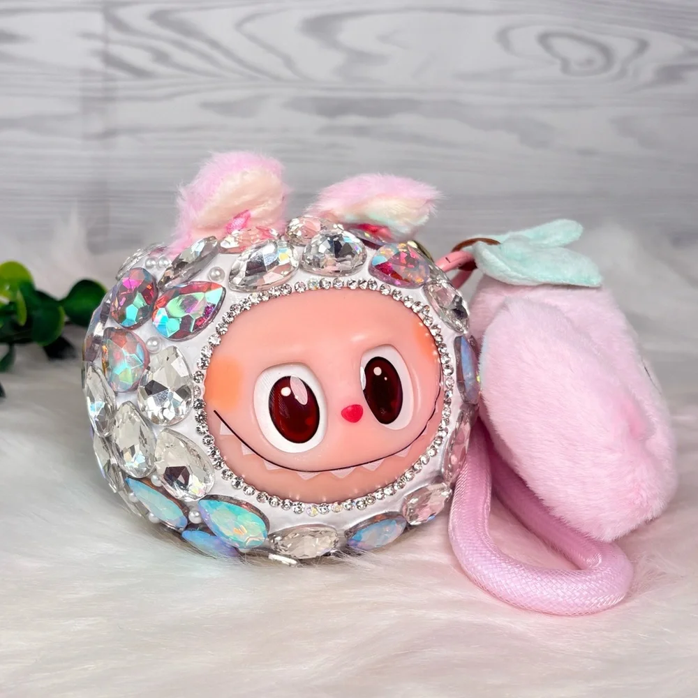 Sparkling Crystal Plush Monster Character Keychain/Bag Charm